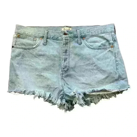 Madewell Distressed Relaxed Denim Shorts in Cedarcroft Wash Women’s 32 - Picture 3 of 10